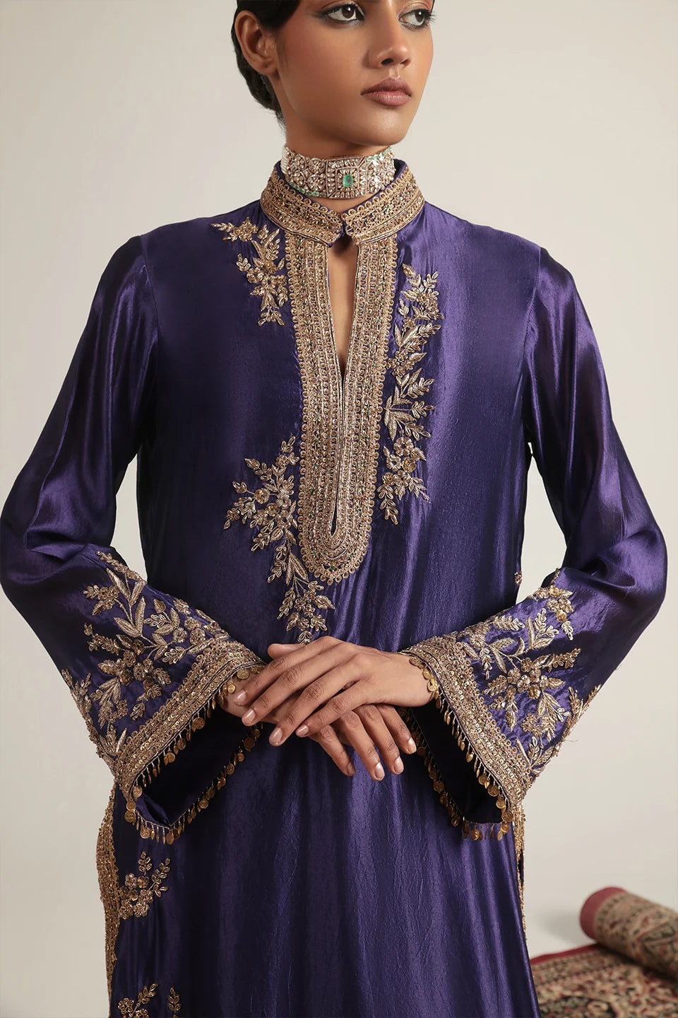 Zar-Rang Purple Jaal Kurta Set