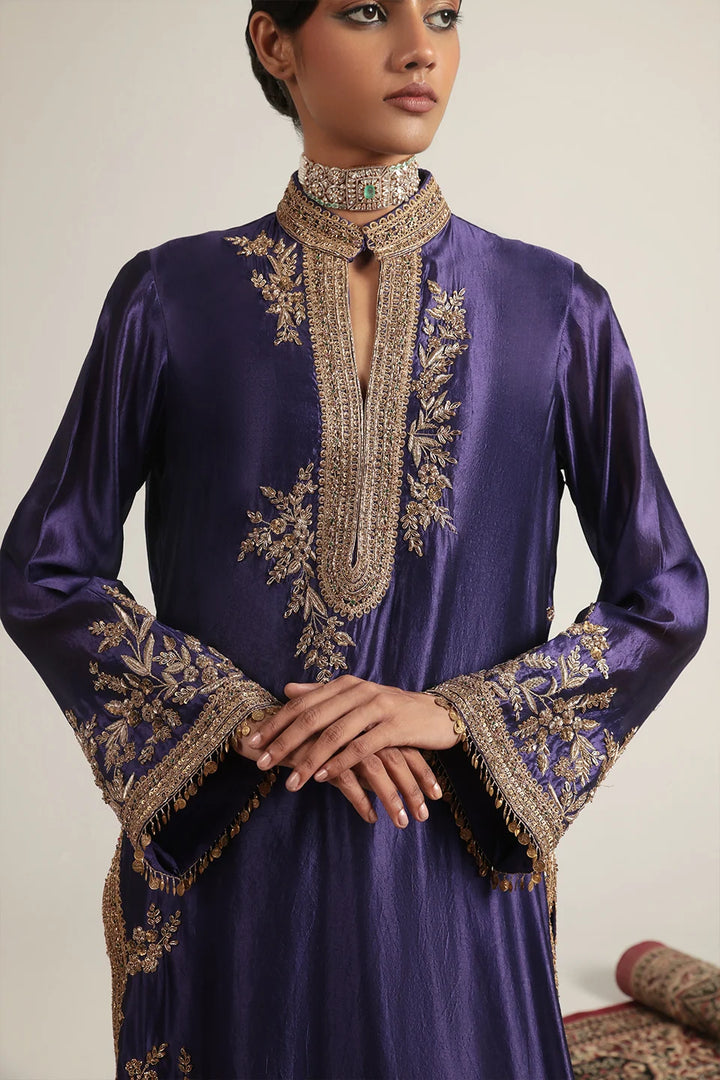 Zar-Rang Purple Jaal Kurta Set