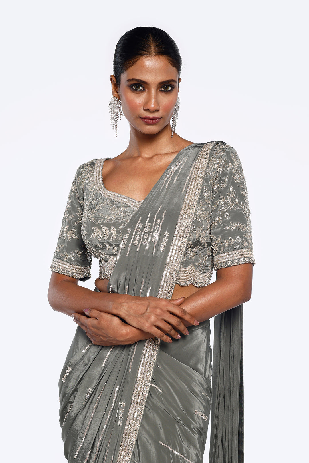 Embellished Crepe Drape Saree