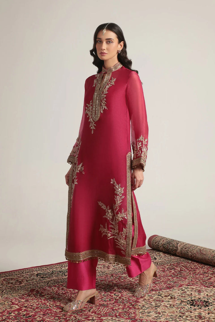 Zar-Rang Pink Jaal Kurta Set