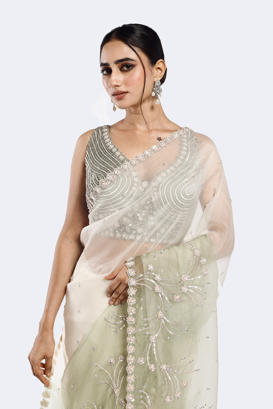 Lily Embellished Organza Saree