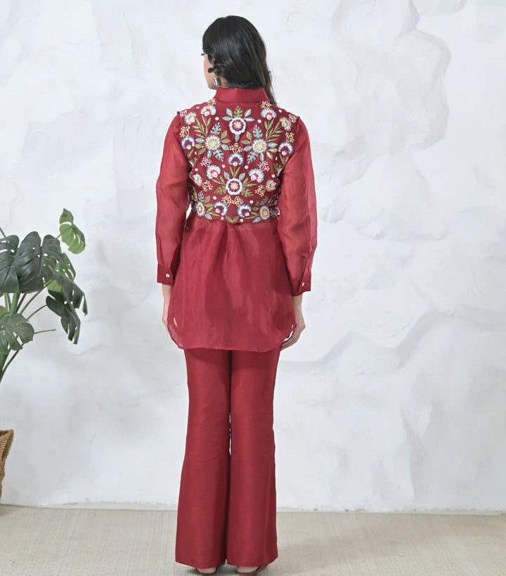Phoolwari Coti With Organza Tunic Set