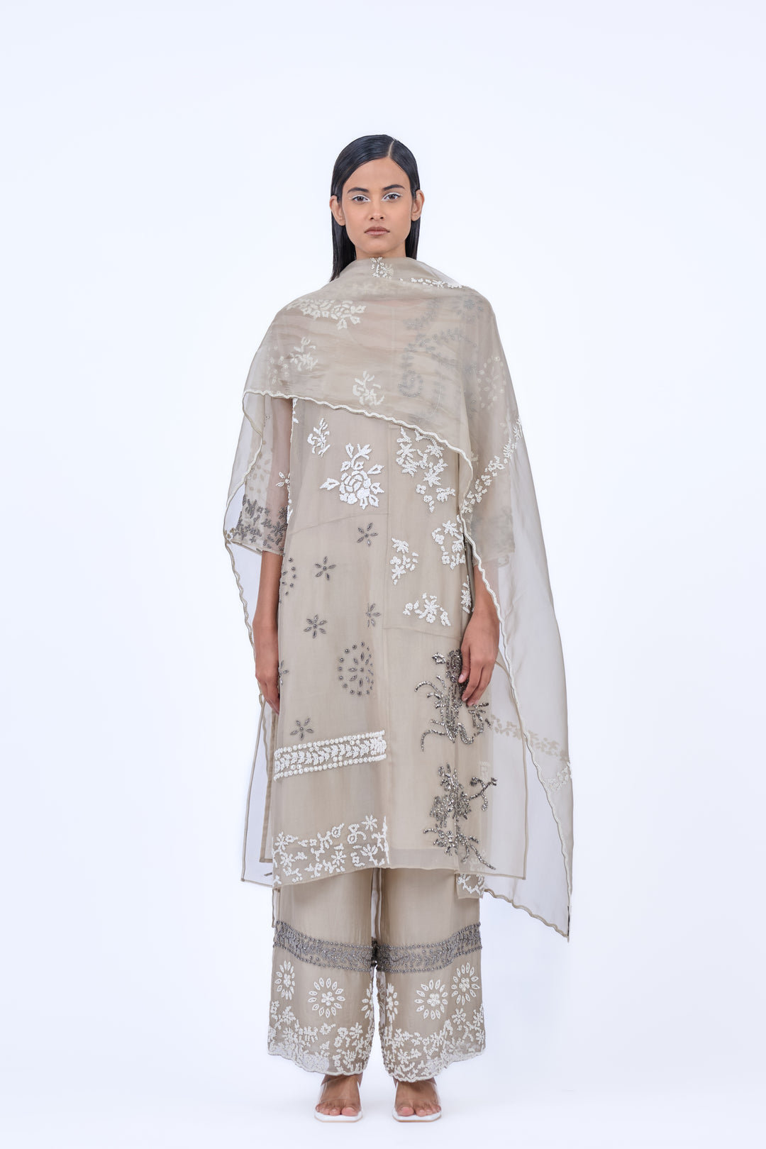 beadwork sheer kurta