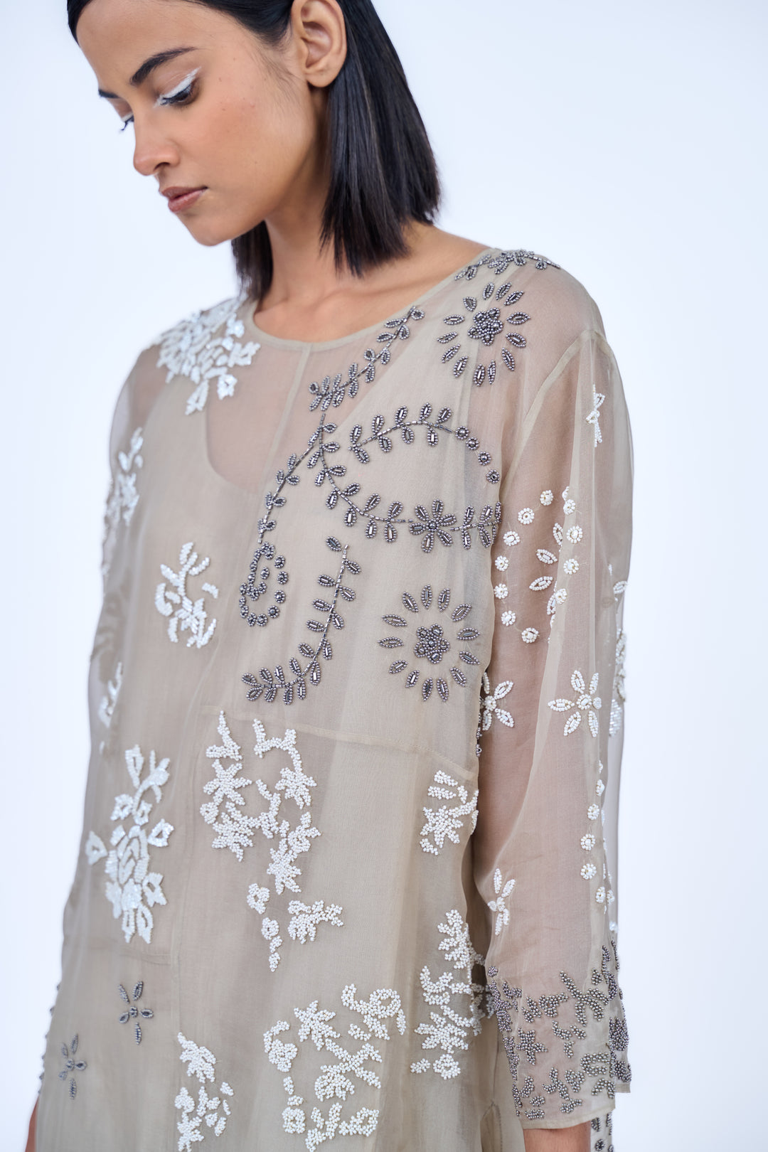 beadwork sheer kurta