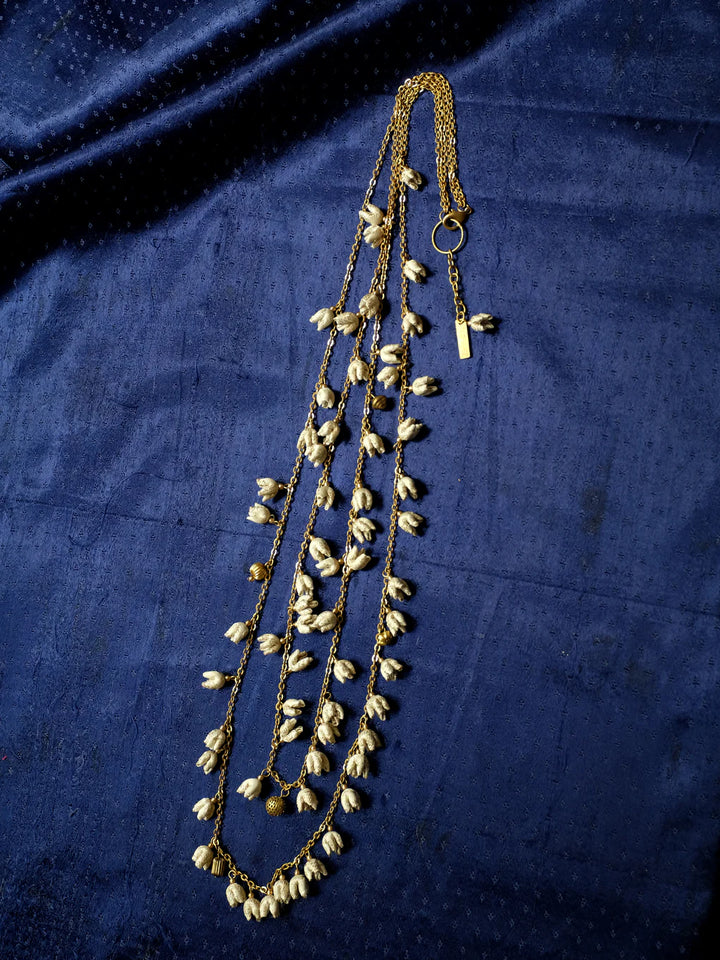 White Brocade Kinkini Necklace