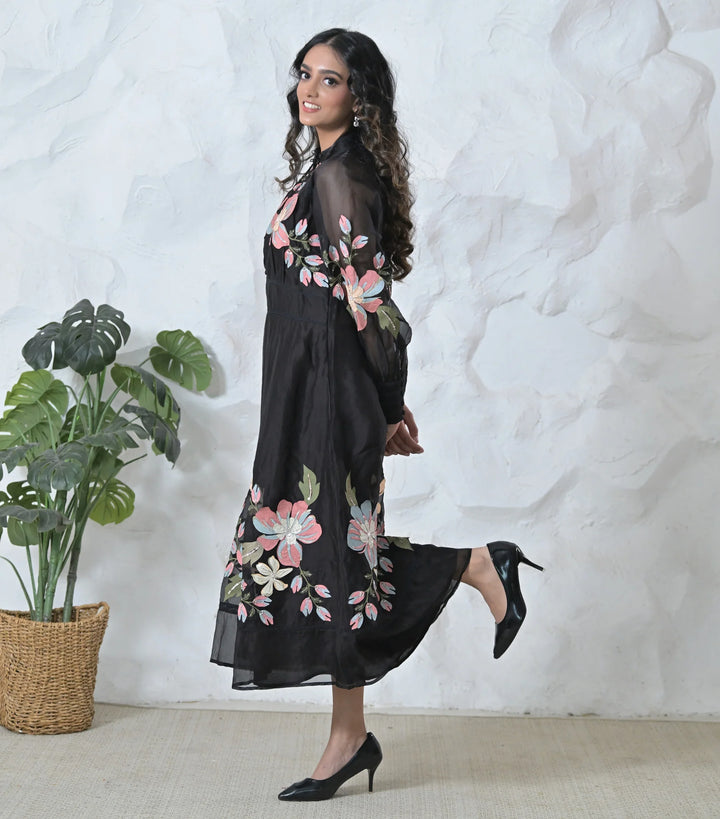 Dupion Big Flower Vintage Dress