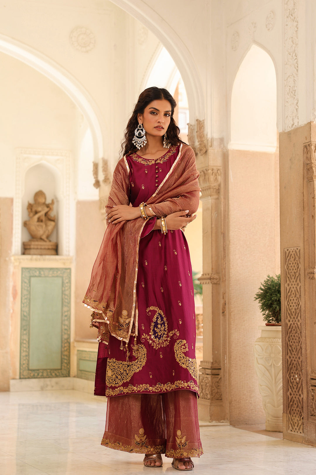 riwayat applique long kurta set
