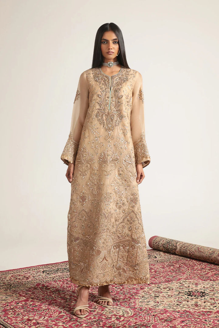 Zar-Rang Ivory Heavy Jaal Kaftan Set