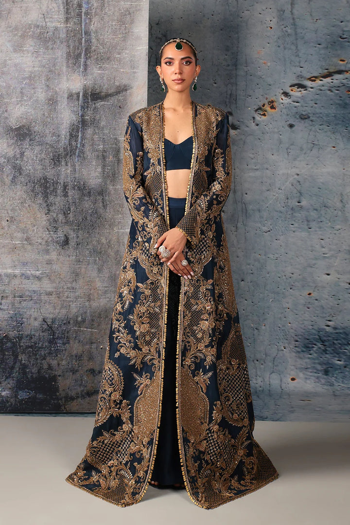 Zar-Rang Blue Long Jacket Set