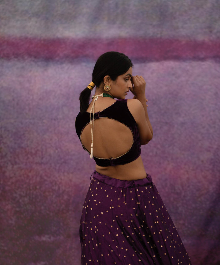 violet all over booti kalli lehenga set