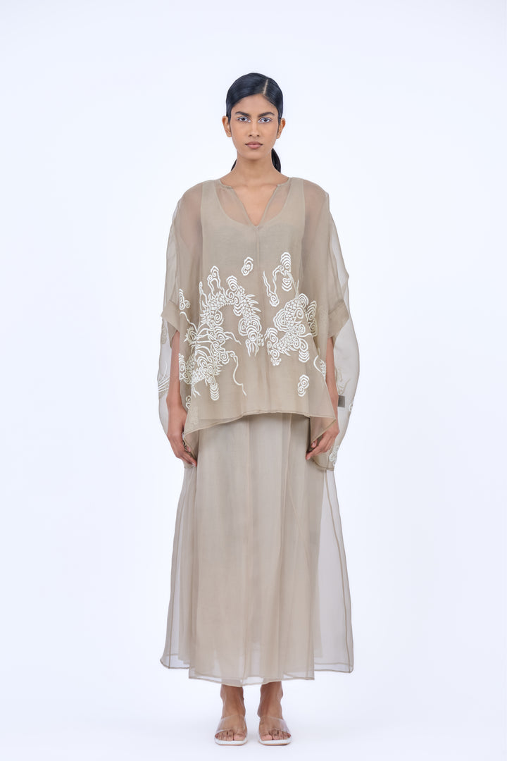 sheer drop shoulder cape top