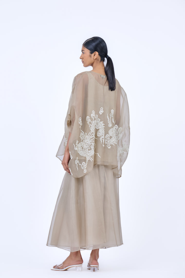 sheer drop shoulder cape top