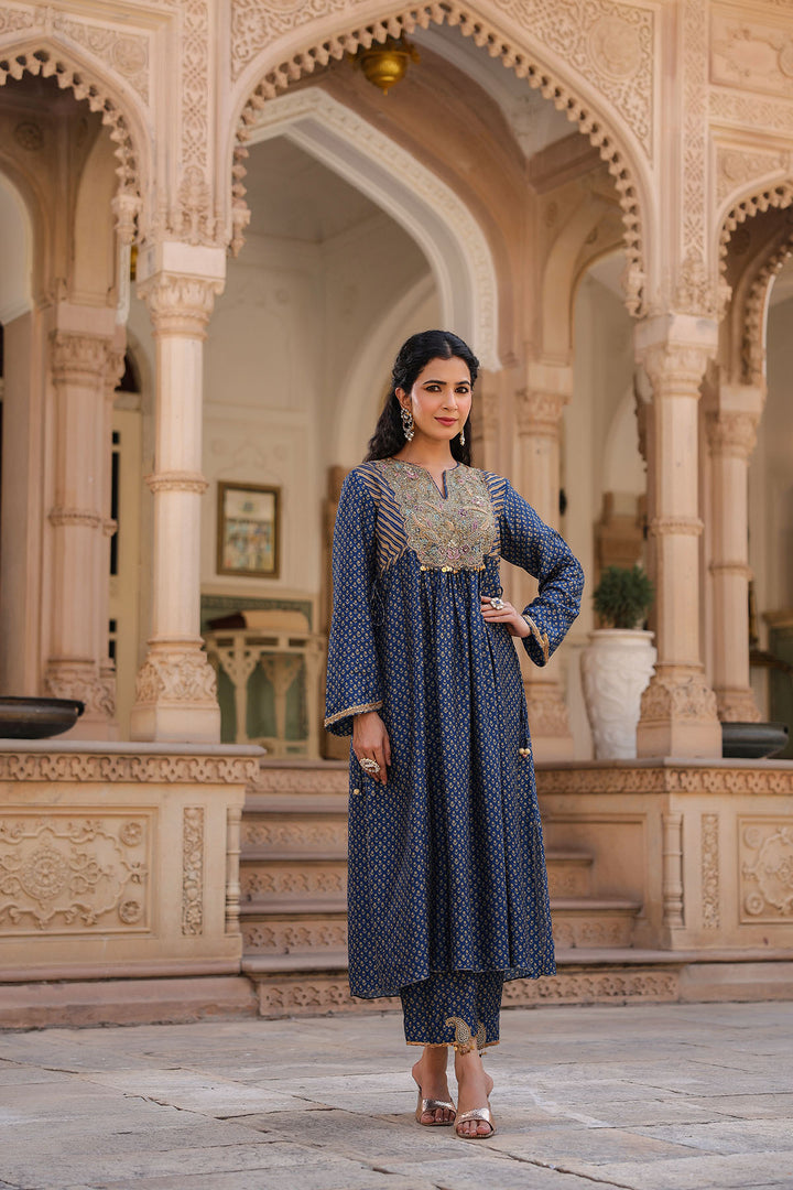riwayat printed frockstyle kurta set