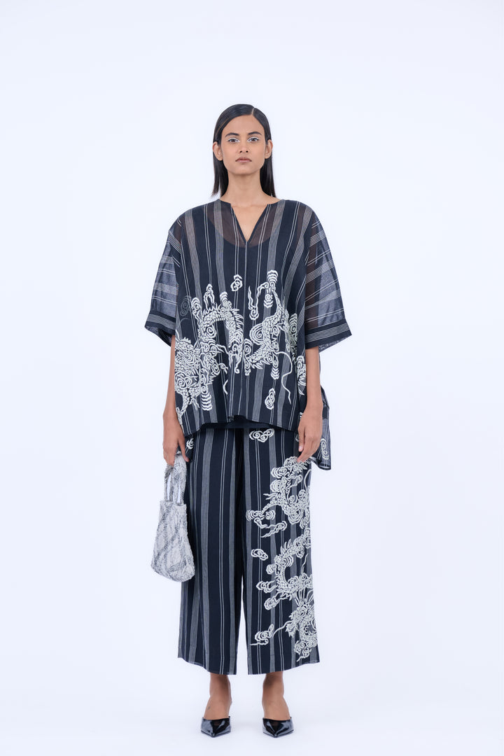 sripe kimono style cape top