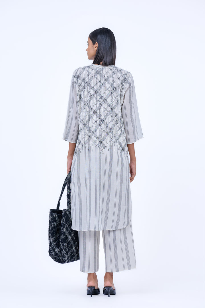 ecru striped kurta