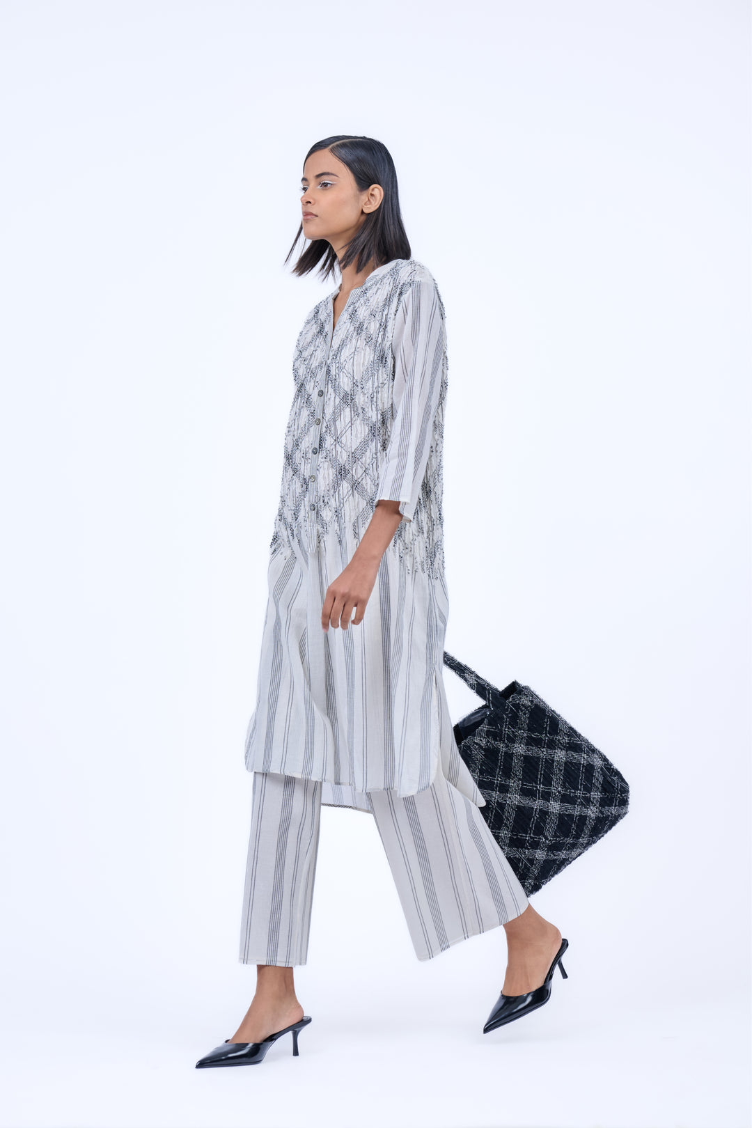 ecru striped kurta