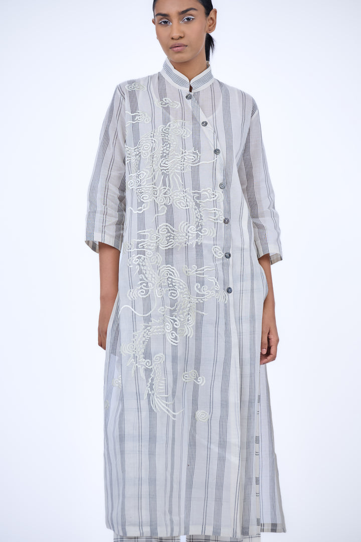 high neck striped kurta