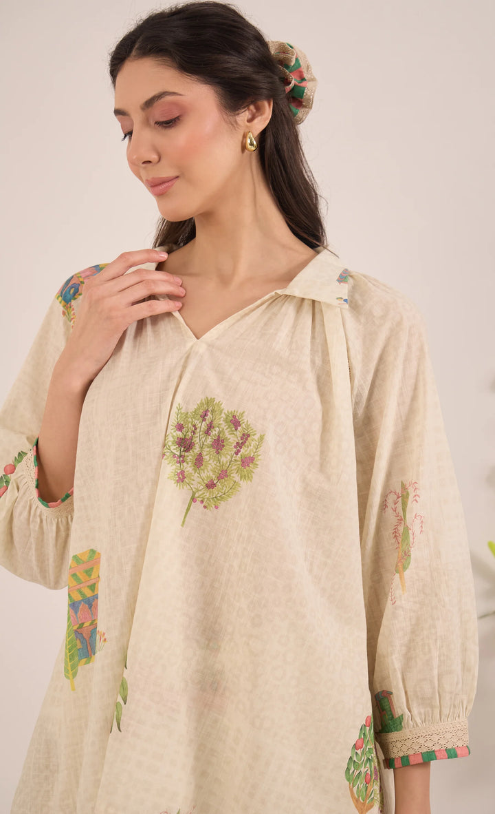 Gulposh: Cotton Raglan Sleeve With Boat Pant Co-ord Set