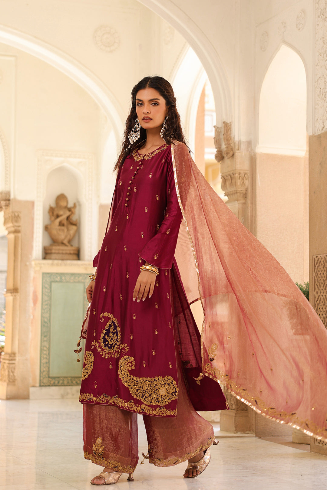 riwayat applique long kurta set