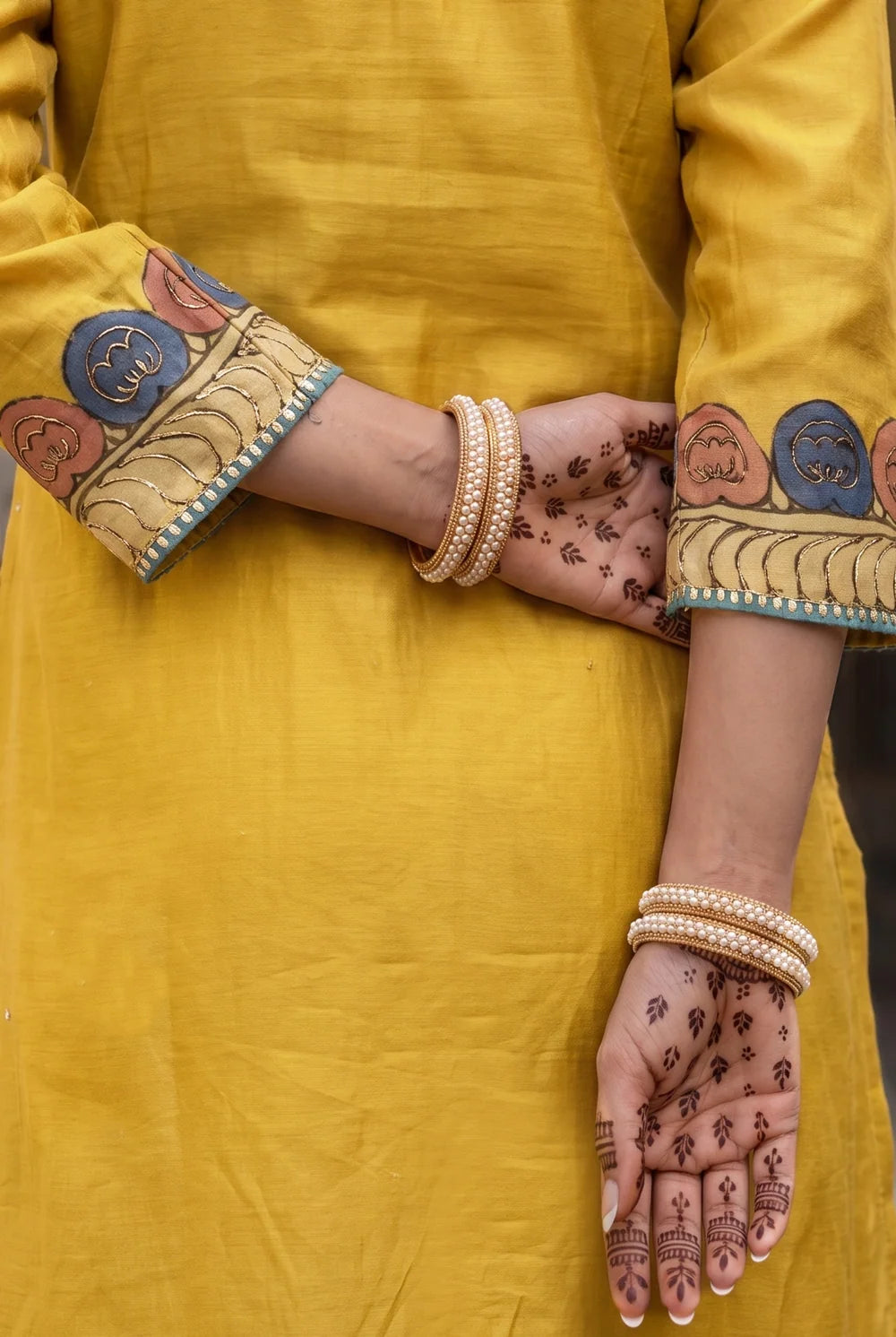 Yaira Mul Chadneri Kurta Set in Maize Yellow