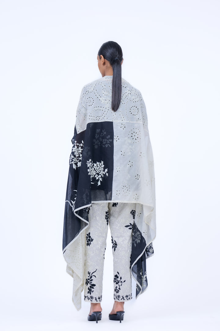 cutwork panelled cape