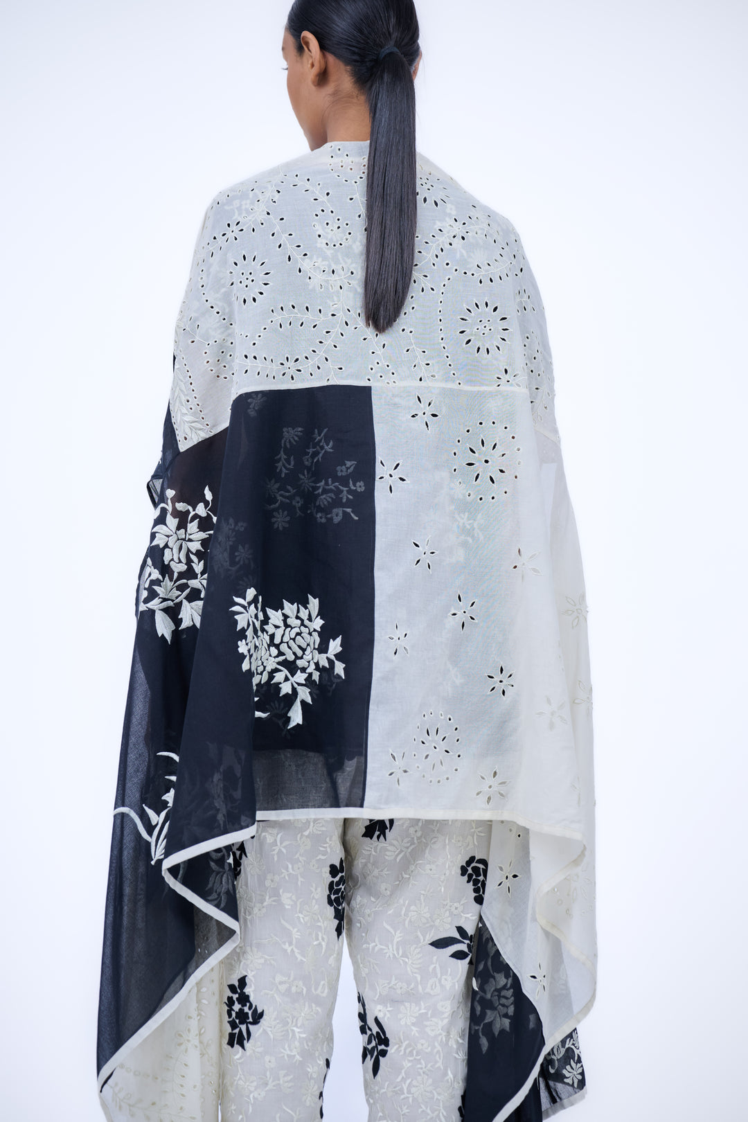 cutwork panelled cape