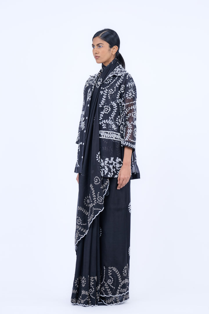 beadwork black sheer jacket