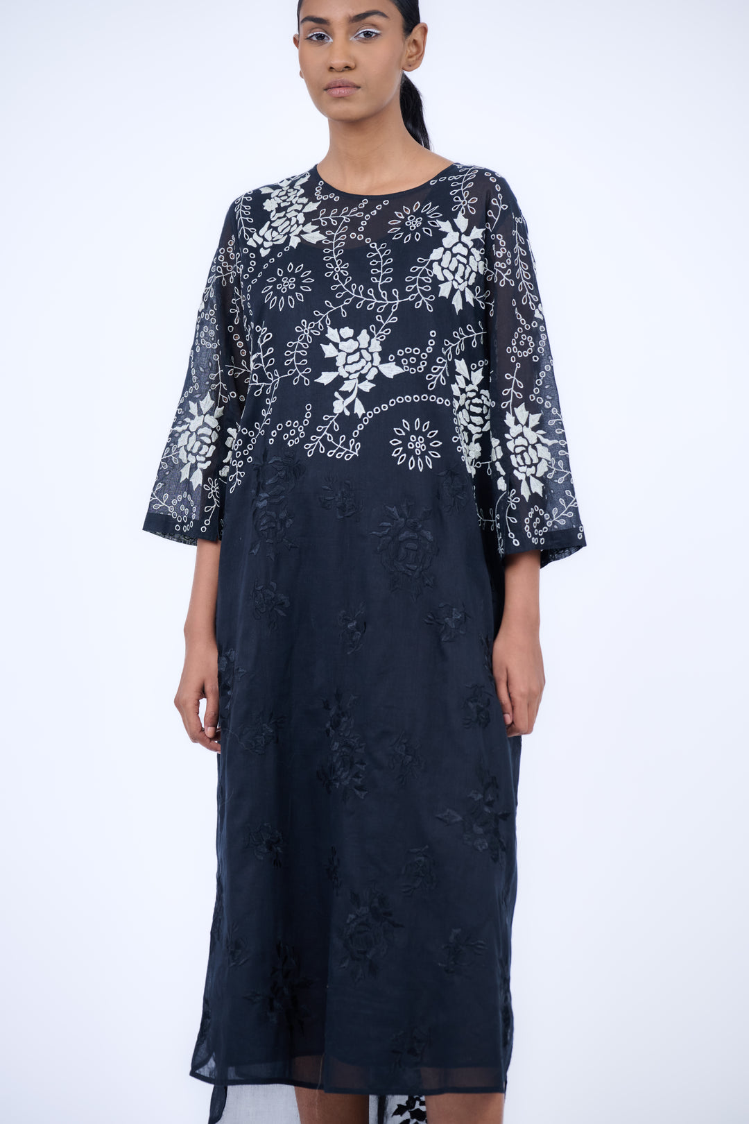 cutwork black dress