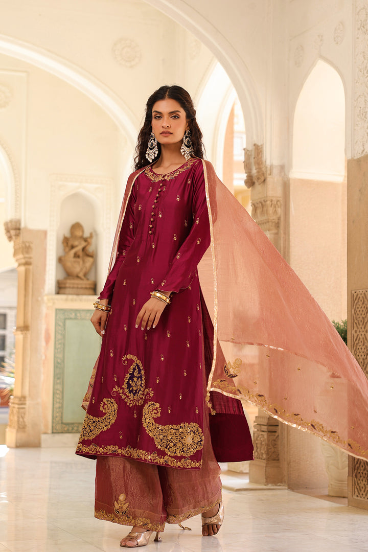 riwayat applique long kurta set