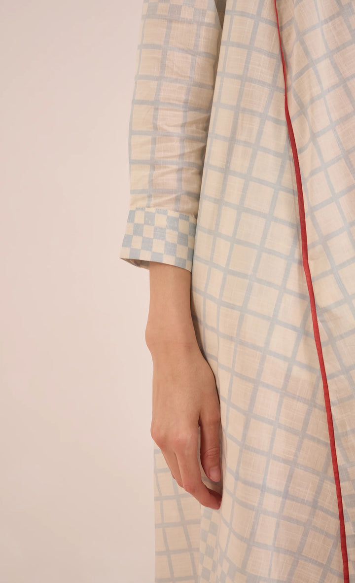 Sheen: Cotton Blue Check MIDI Dress