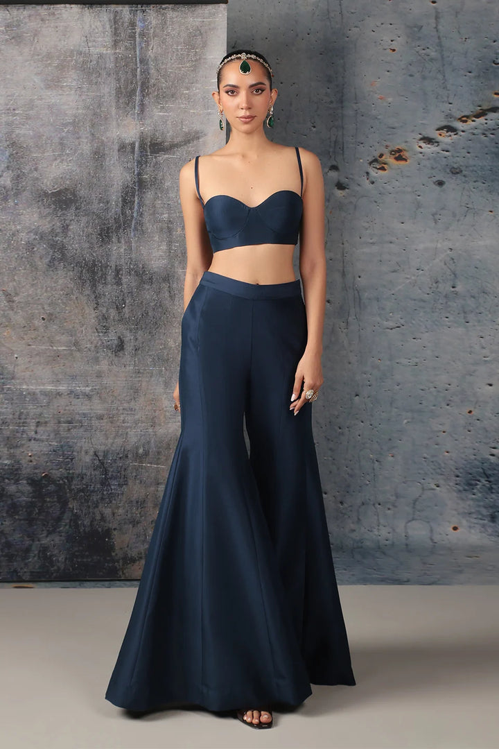 Zar-Rang Blue Long Jacket Set