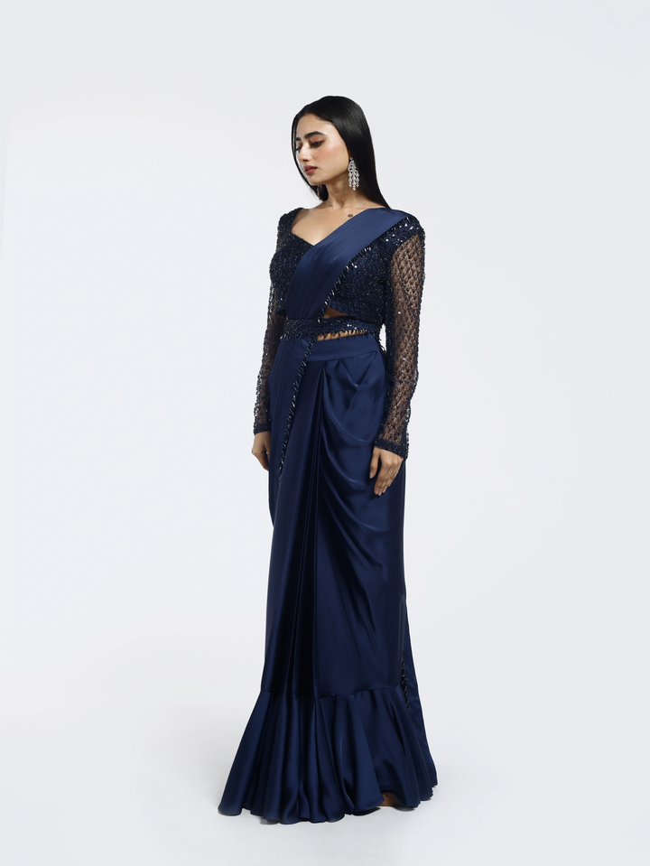 Midnight Embellished Drape Saree