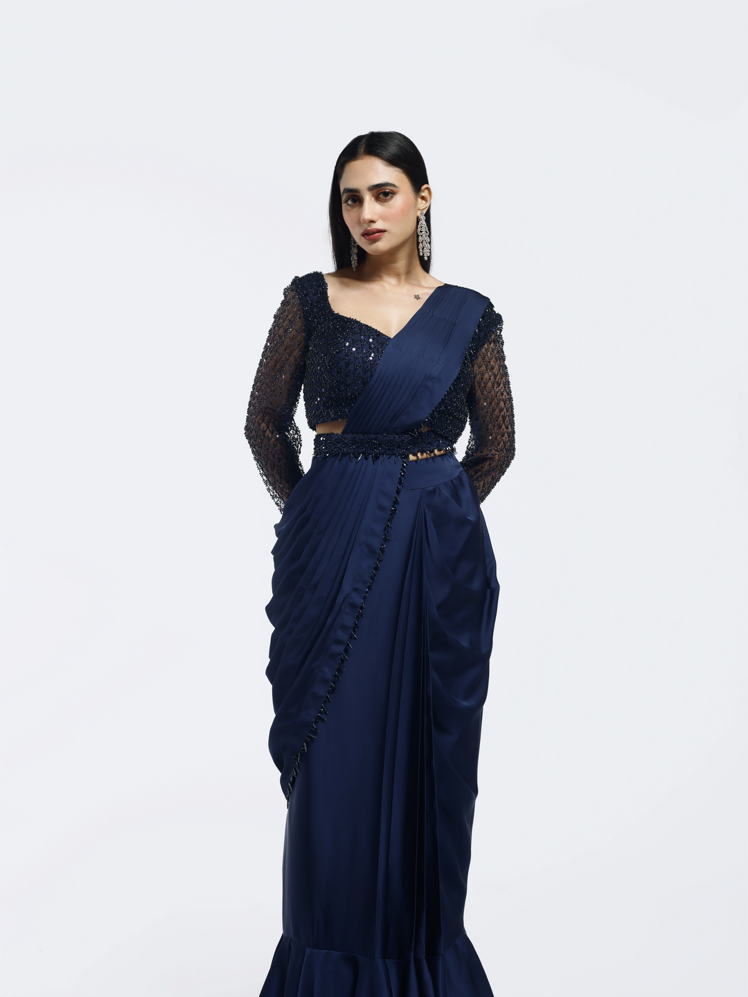 Midnight Embellished Drape Saree