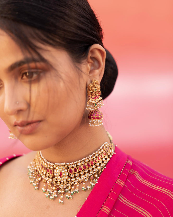 pink strip silk saree with blouse