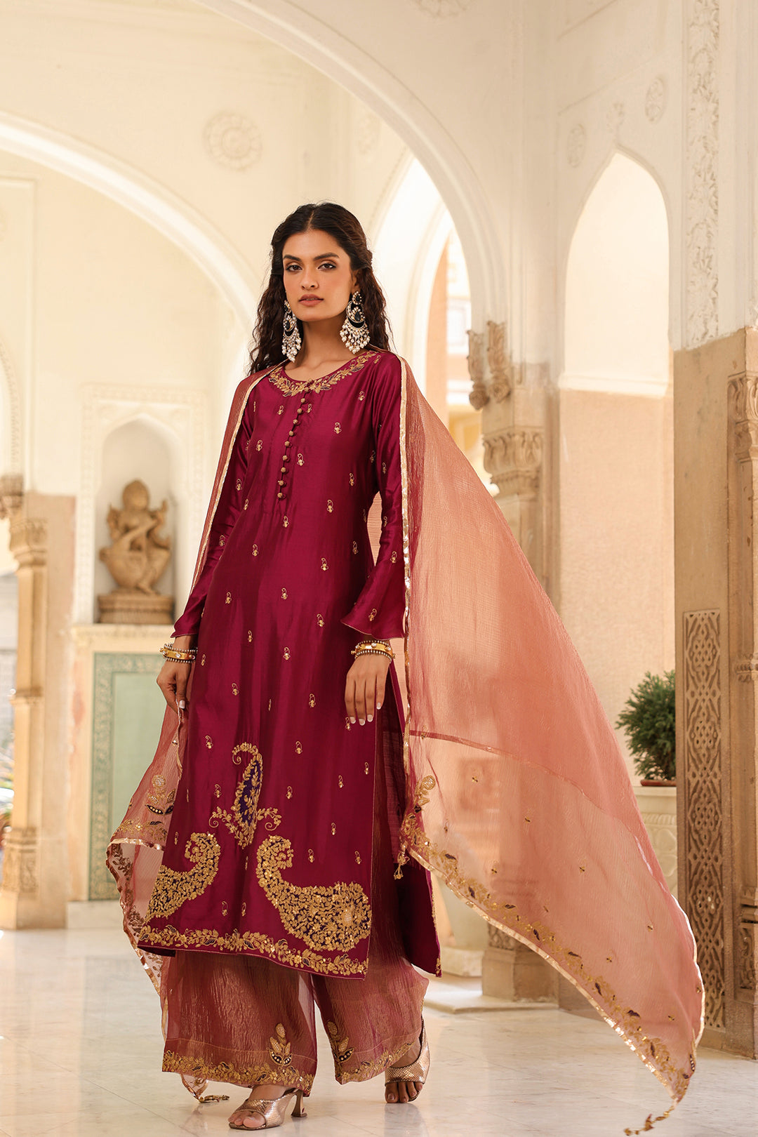 riwayat applique long kurta set