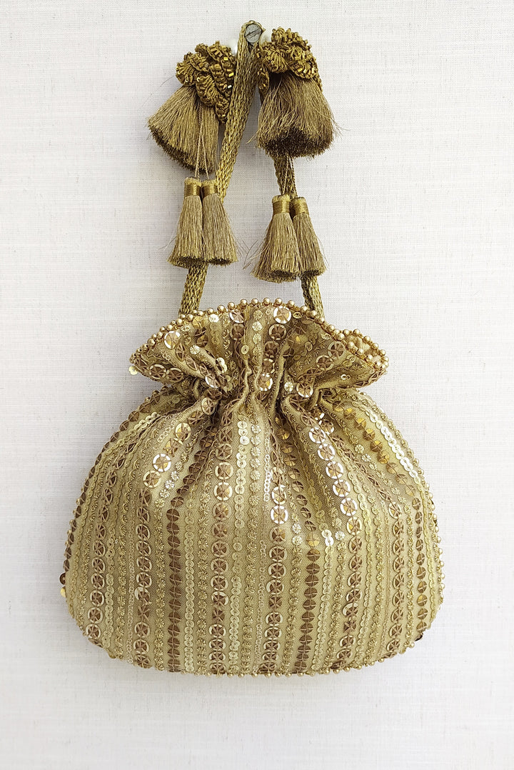 Antique Gold Sequin Potli Bag