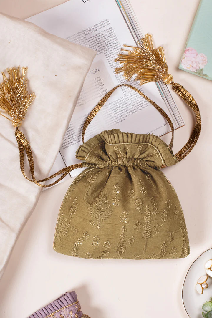 Arbre Silk Embroidered Potli Bag