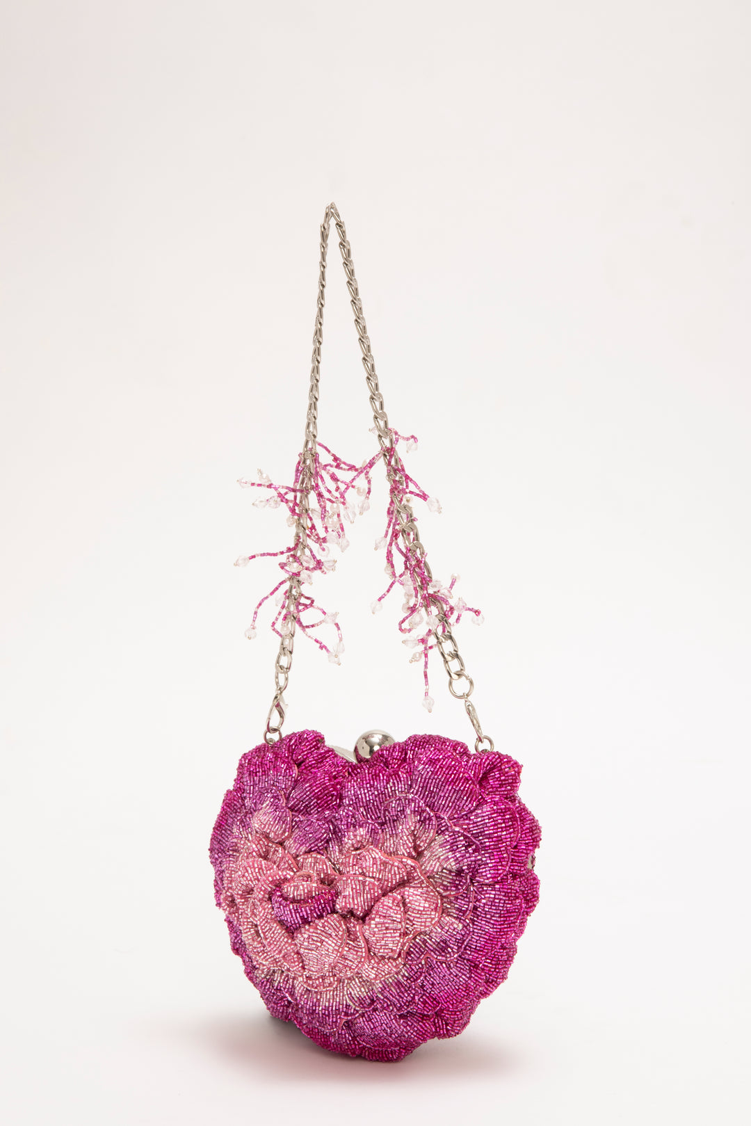 isa beaded heart clutch - rose