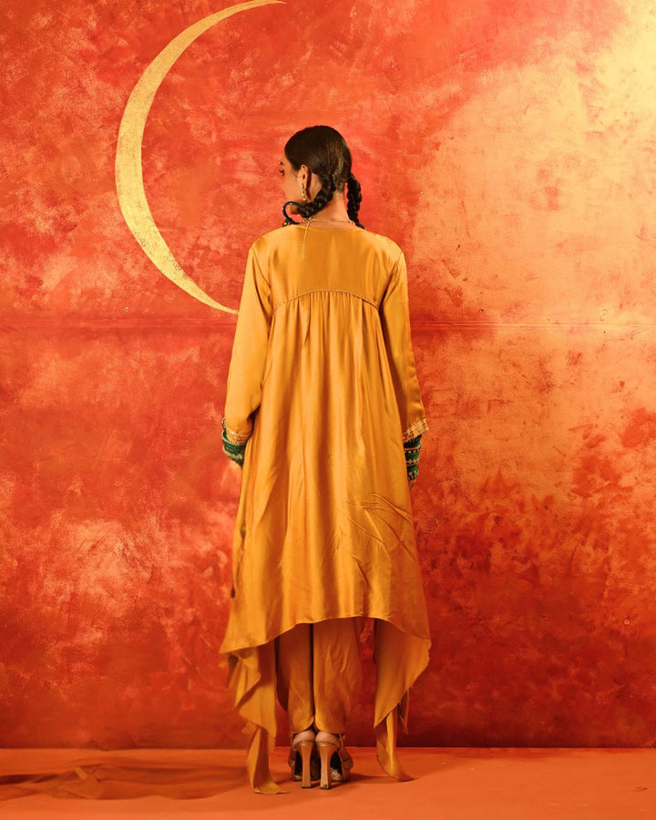 Mahi Mustard Asymmetric Kurta Set