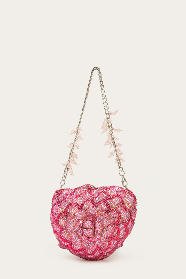 isa crystal heart clutch - blush