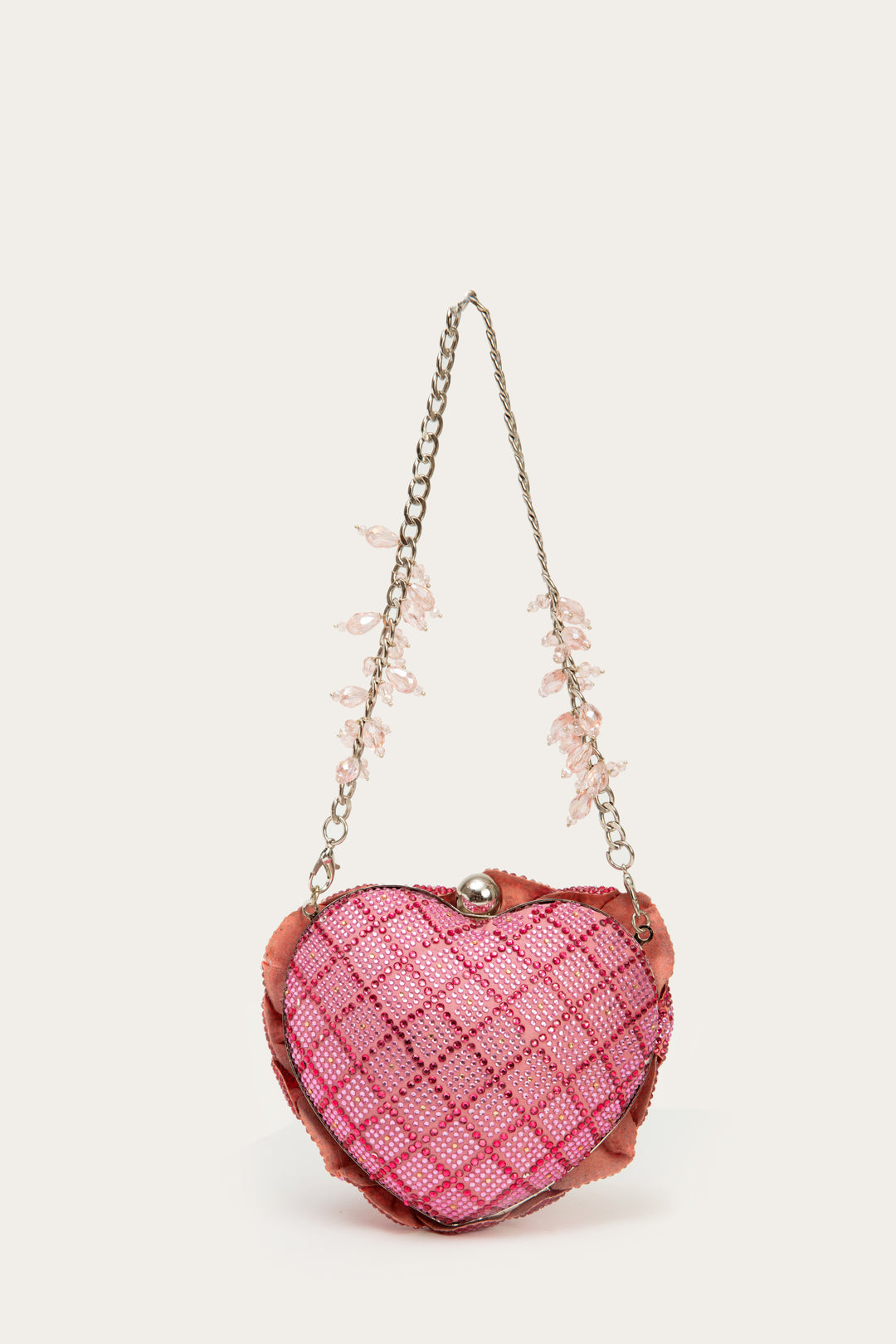 isa crystal heart clutch - blush