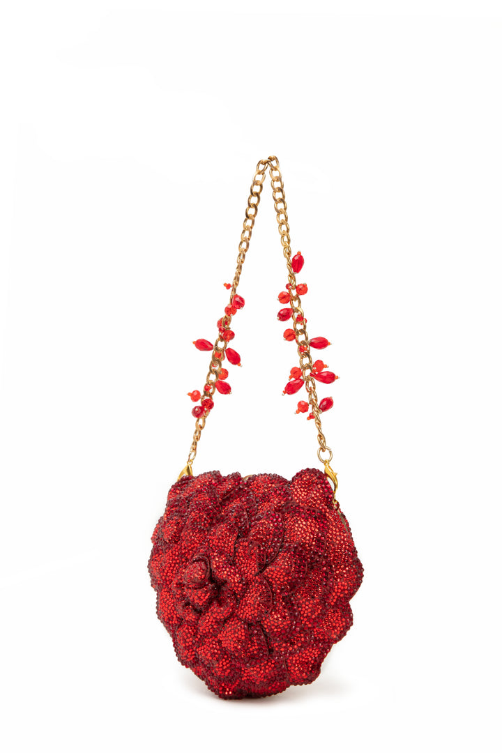 isa crystal heart clutch - red