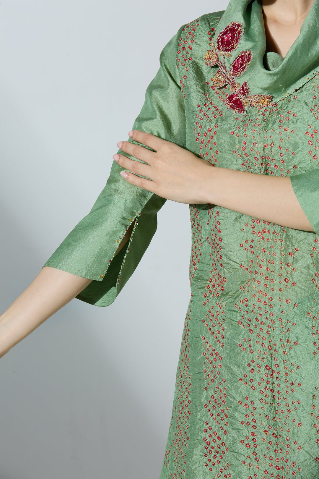 Green Organza Kurta Set With Pant