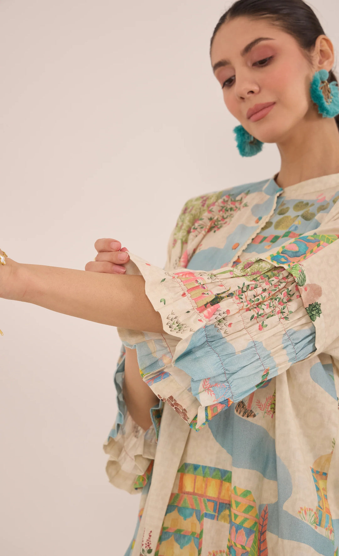 Safar: Cotton Namah Tunic With Boat Pants Co-ord Set