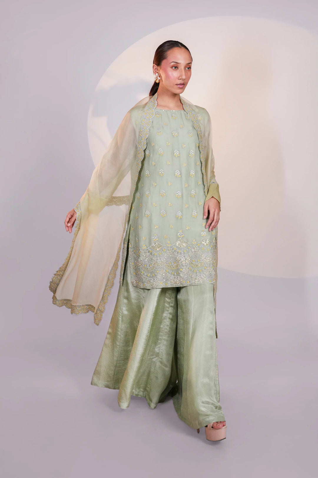 Green Organza Kurta