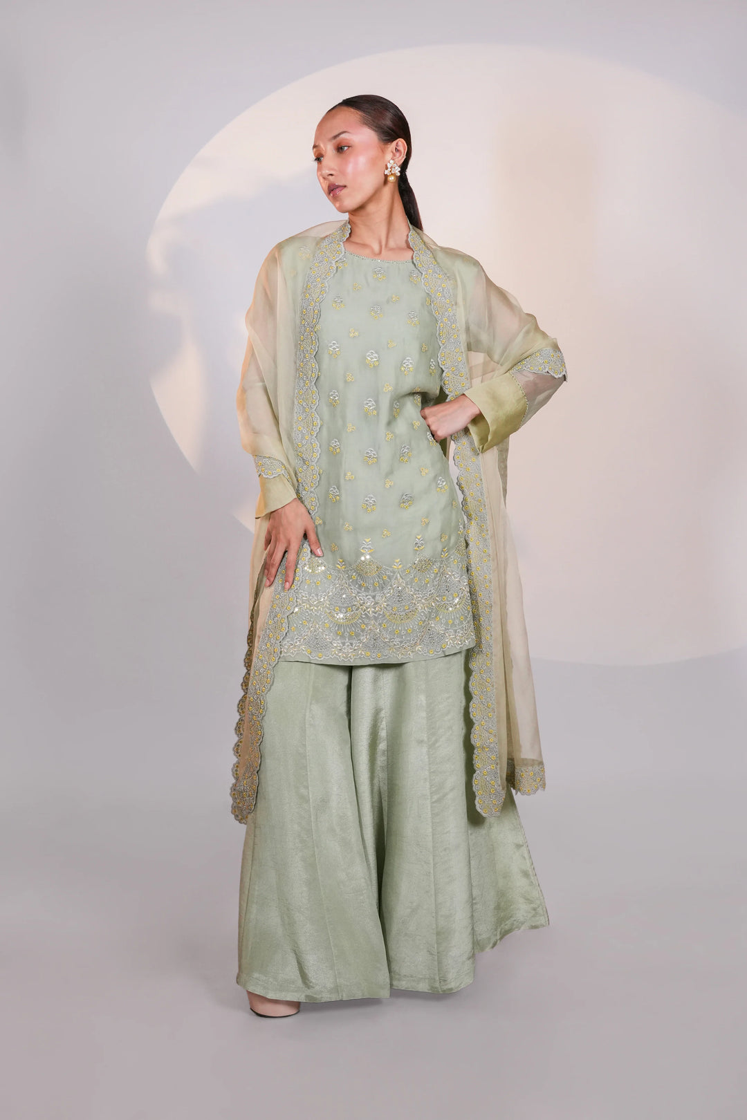 Green Organza Kurta