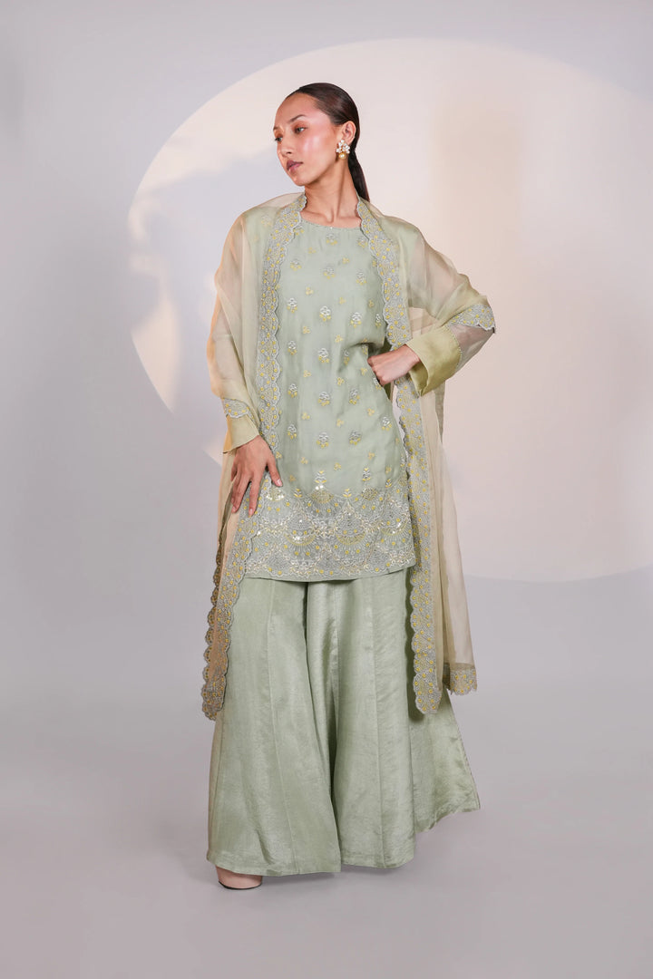 Green Organza Kurta
