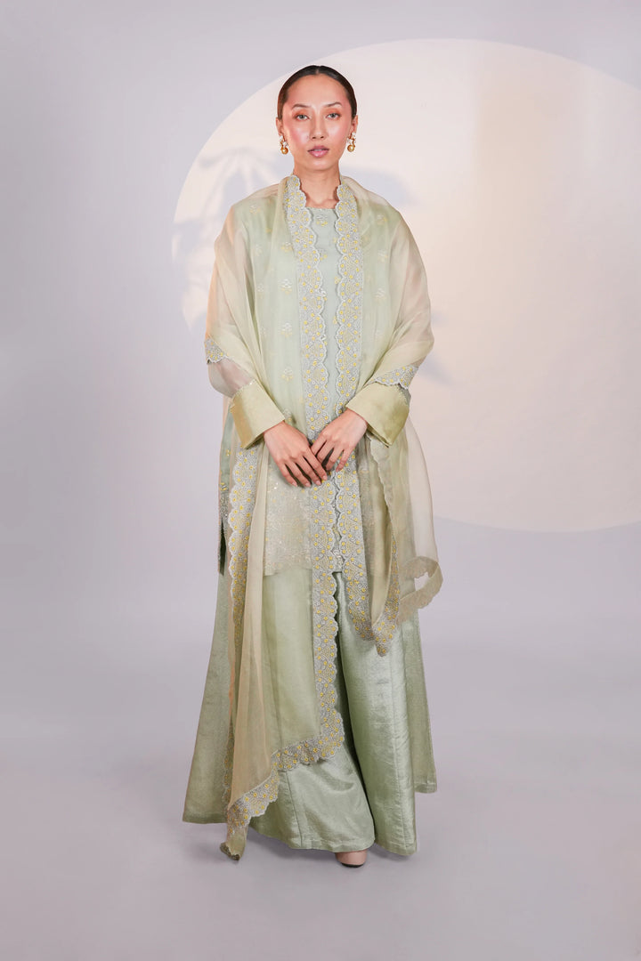 Green Organza Kurta