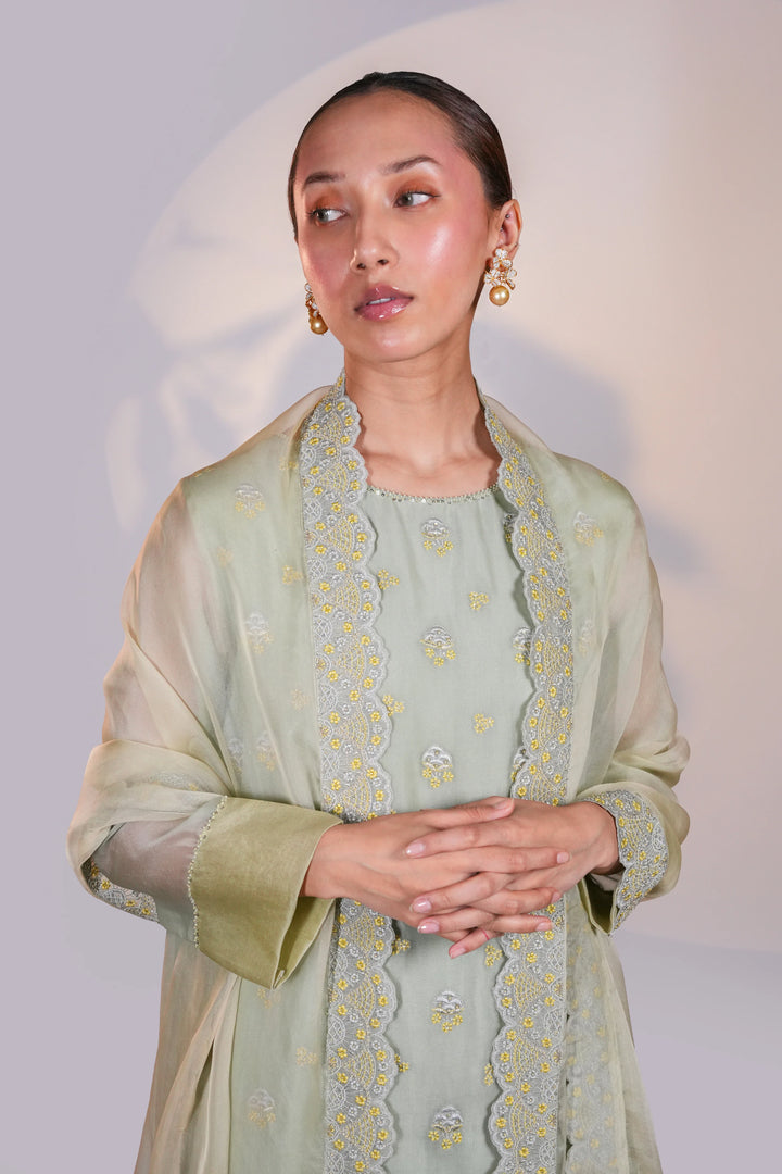 Green Organza Kurta
