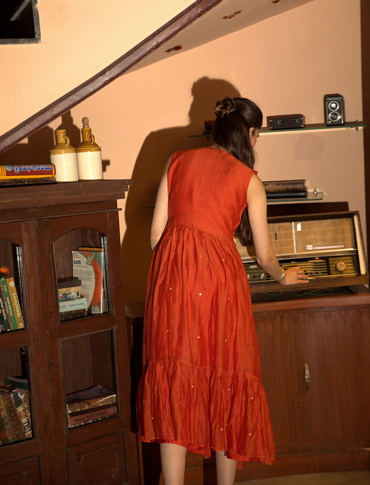 rust orange long dress